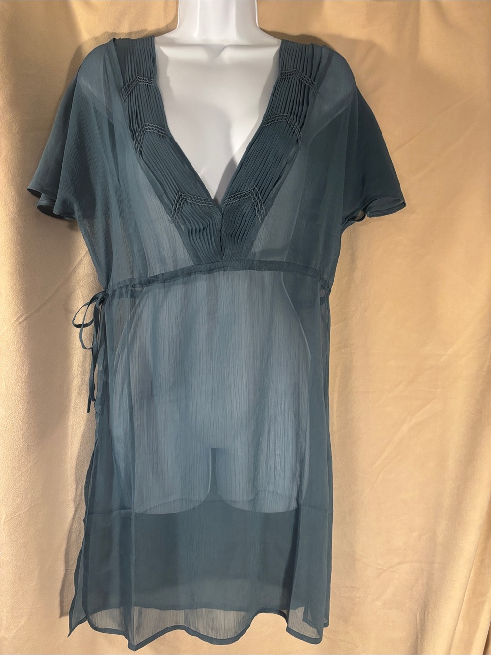 La Perla Sheer Teal Swim Cover-Up Tunic Dress